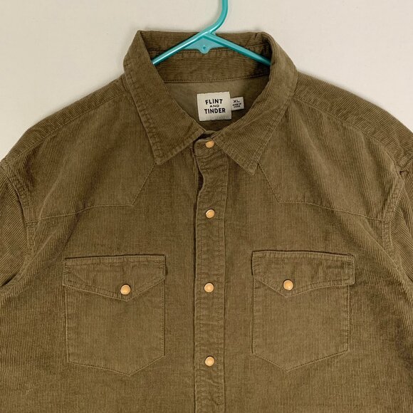 Flint and Tinder Corduroy Pearl Snap Western Button-up Shirt XL - Picture 2 of 15